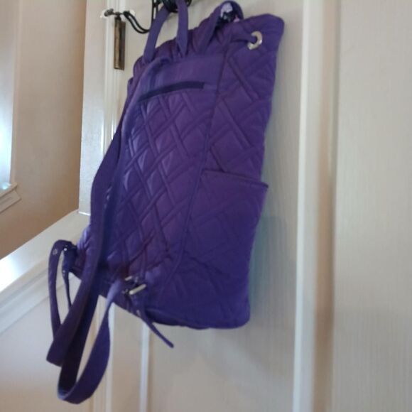 Vera Bradley Original Drawstring Backpack Elderberry Purple Quilted Cotton main image 6